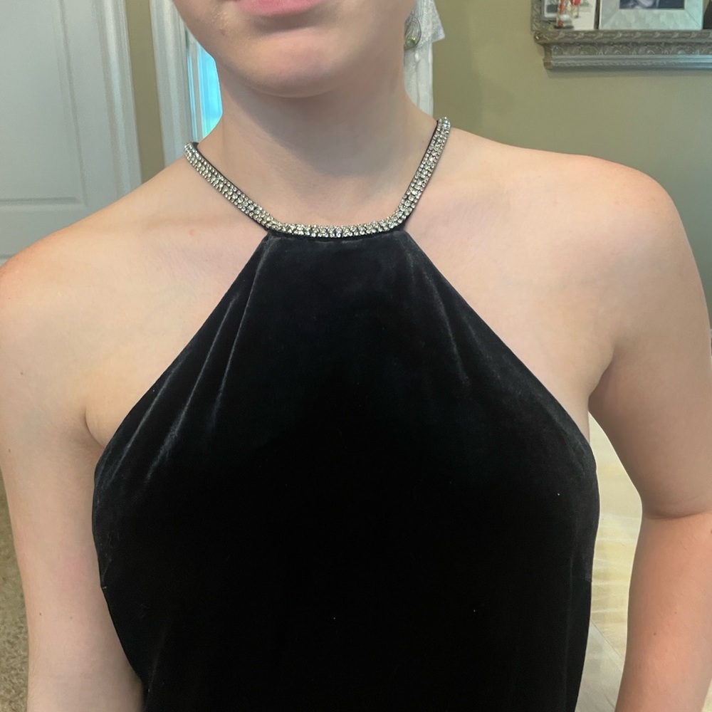 Alex Marie Black Dress with Rhinestone Strap